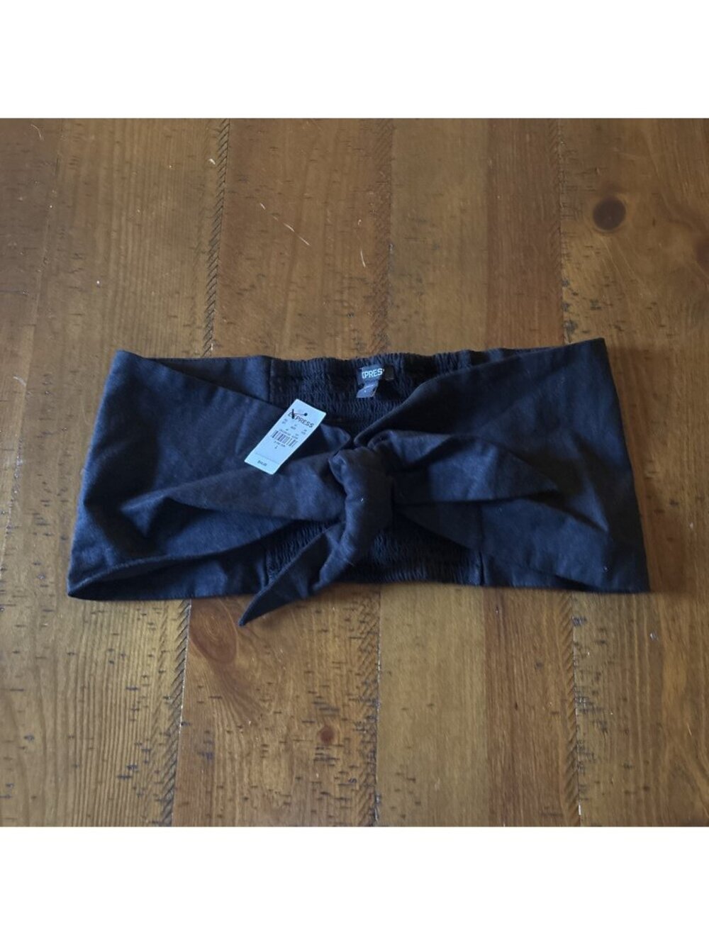 Express Black Linen Blend Wrap Top Bandeau Size Large NWT